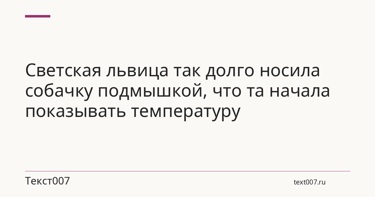 Светская львица так долго носила собачку подмышкой, что та начала показывать температуру